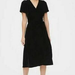 NWT- Gap Black Velvet Wrap Dress